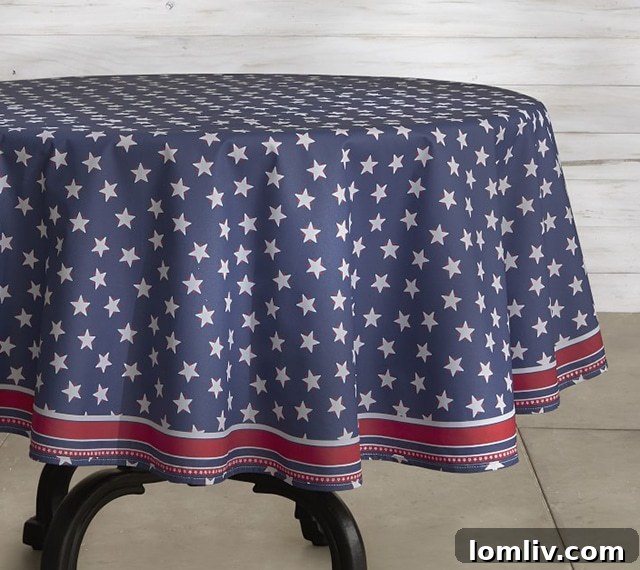 Patriotic star-studded oilcloth outdoor tablecloth