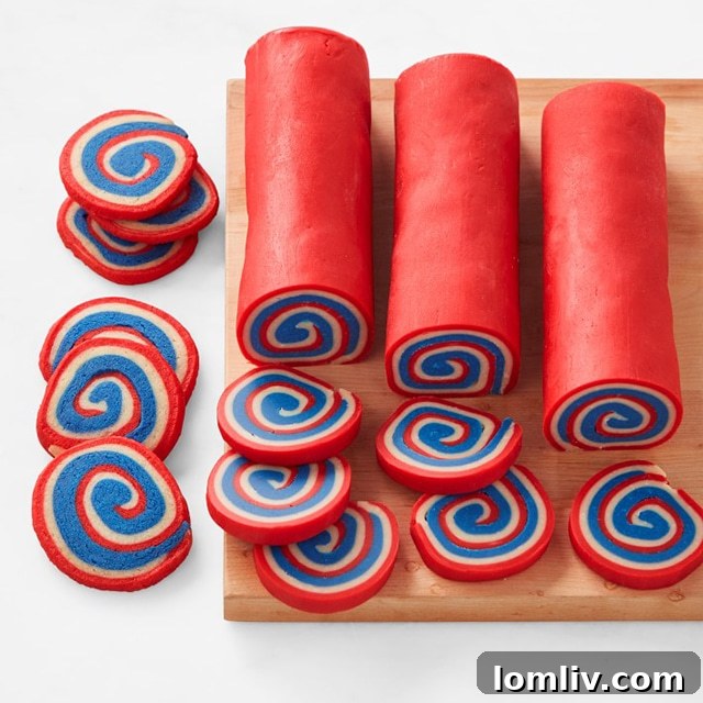 Kid-friendly striped patriotic slice-and-bake shortbread cookies