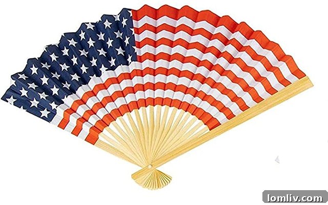 USA flag-themed hand fans as patriotic party favors