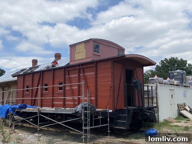 Caboose restoration at Heritage Park - Historical artifact