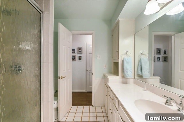 Original bathroom at 8541 Capri Drive before renovation, featuring outdated fixtures