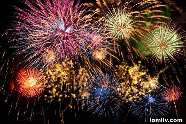 Dazzling fireworks display lighting up the night sky, inspiring vibrant home decor