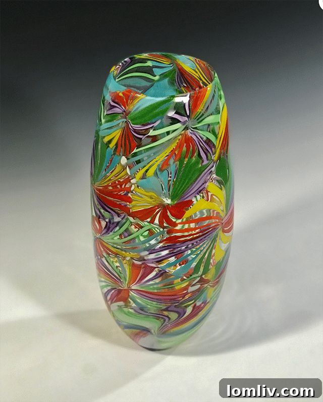 Unique ceramic Rainbow Fireworks vase by John Gibbon at Artful Home
