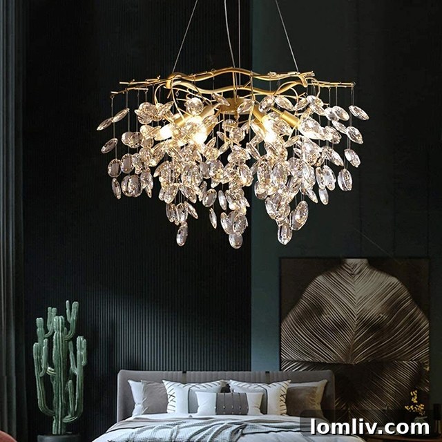 Lustrous BLLXMX chandelier with K9 crystal beads, resembling a sparkling firework