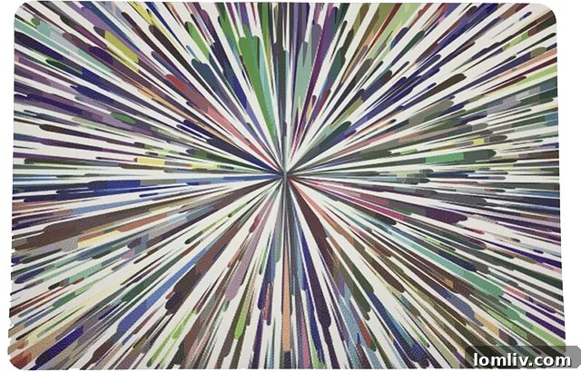 Colorful pebbled vinyl leather placemats by Nicolette Mayer with a firework design