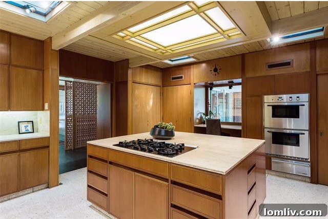 Another interior view of the Northbrook Drive home by O'Neil Ford, highlighting its unique design