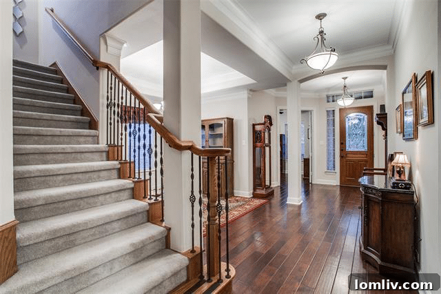 Custom features include slate floors and unique stained glass