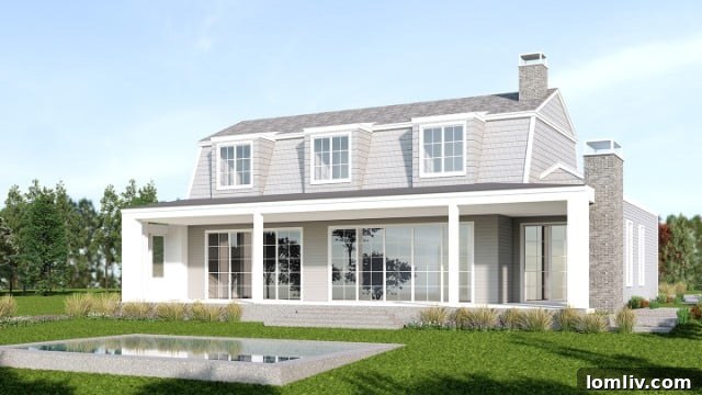 Expansive Rustic Shingle Home exterior with multiple gables and large windows overlooking Henderson Bay