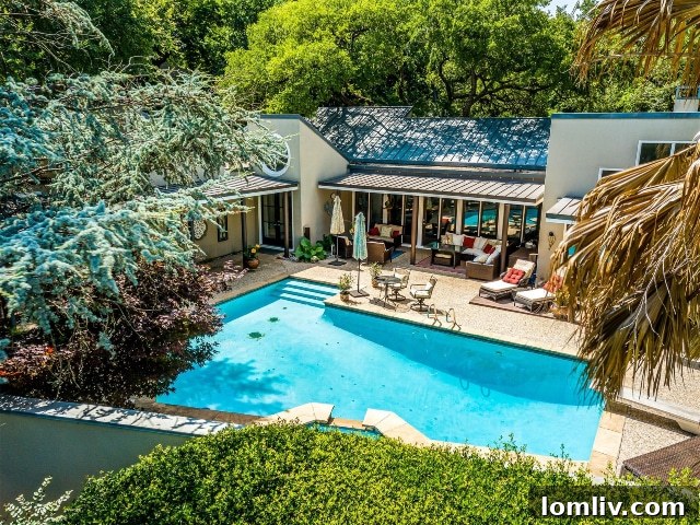 Aerial View of Secluded Ridglea Hills Estate with Pool