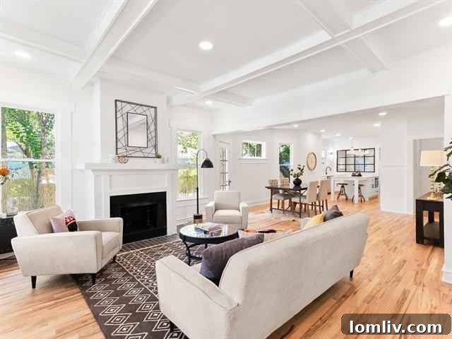 Open Concept Living Area with Modern Staging in Historic Home