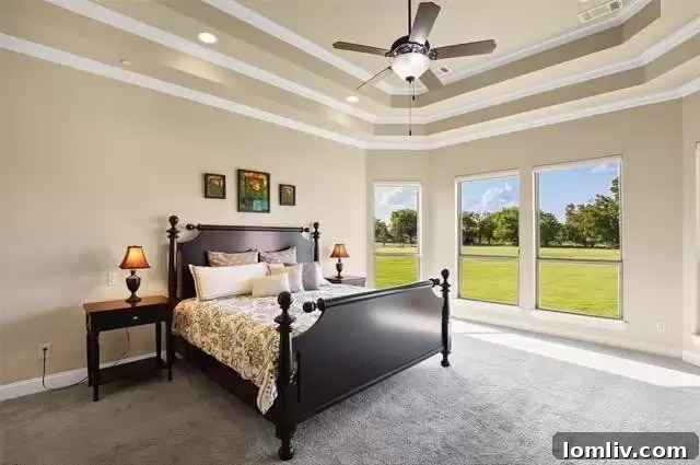 Bright home office with large windows