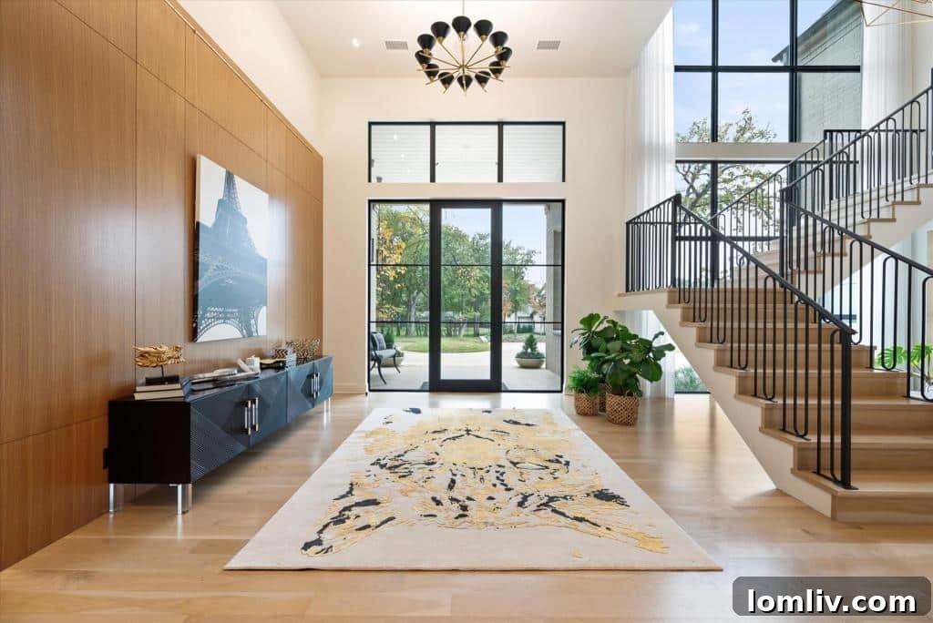 Detailed view of the contemporary facade of 1501 Moss Lane in Southlake