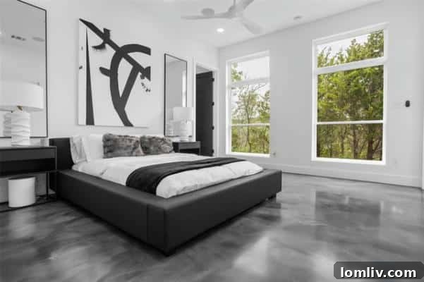 Luxurious modern bathroom with walk-in shower and minimalist design in Fort Worth estate