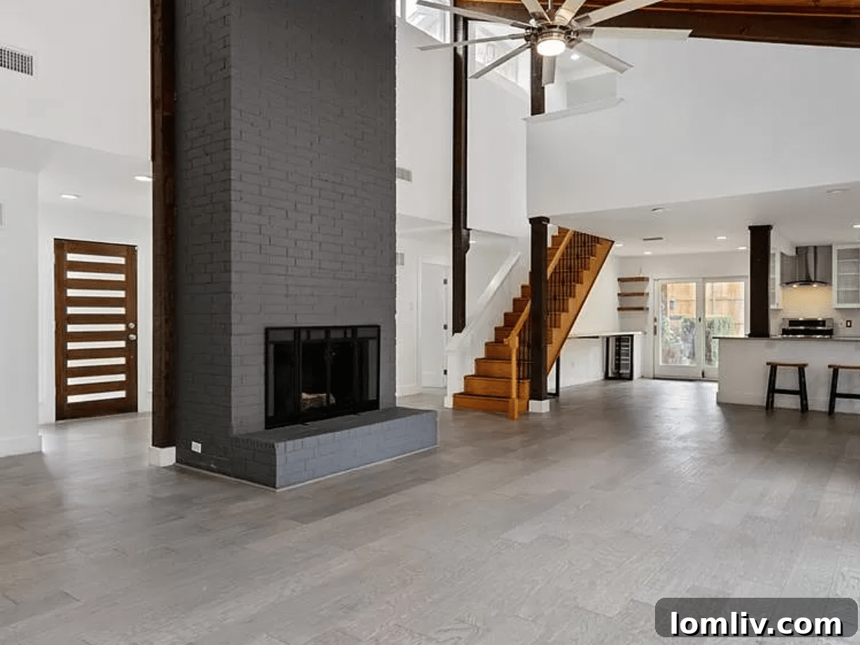 Modern Interior with Metal Spiral Staircase