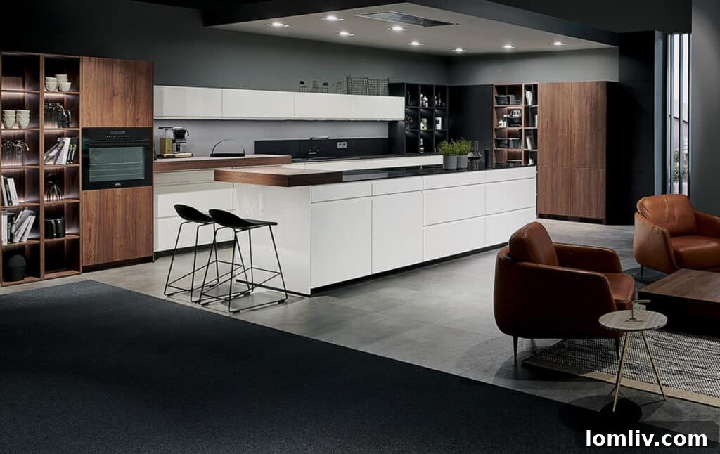 White and Walnut Kitchen Design