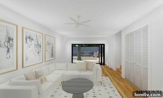Rendering of a retractable glass door system, showing potential future enhancement
