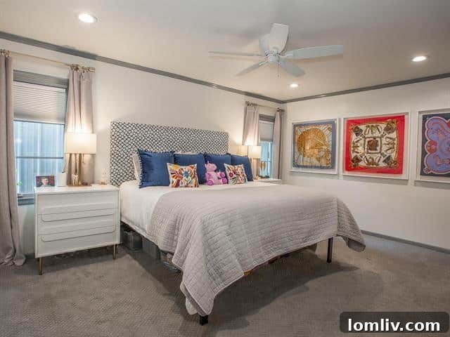 Elegant primary bedroom with ample space