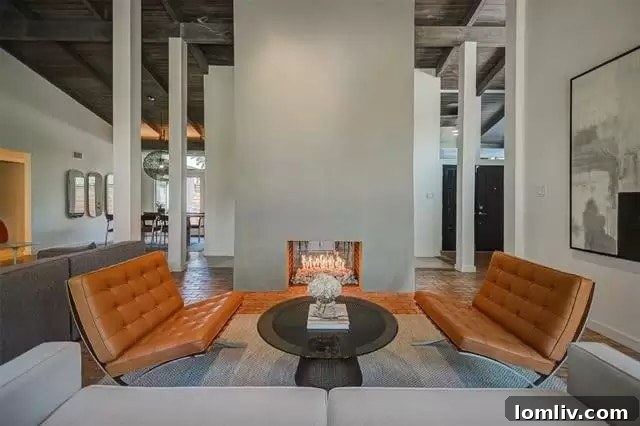 Cozy seating area with stylish midcentury modern furniture, complementing the home's aesthetic