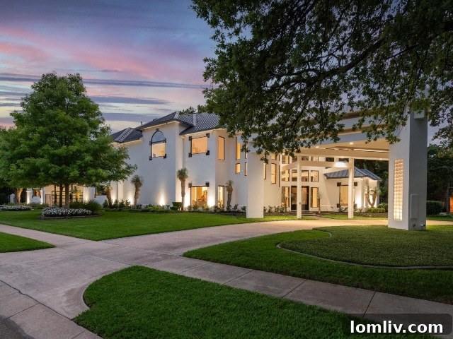 Southlake's Uplifting Retreat: A Home Where Happiness Blooms 2 Grand Southlake Home Exterior at Night