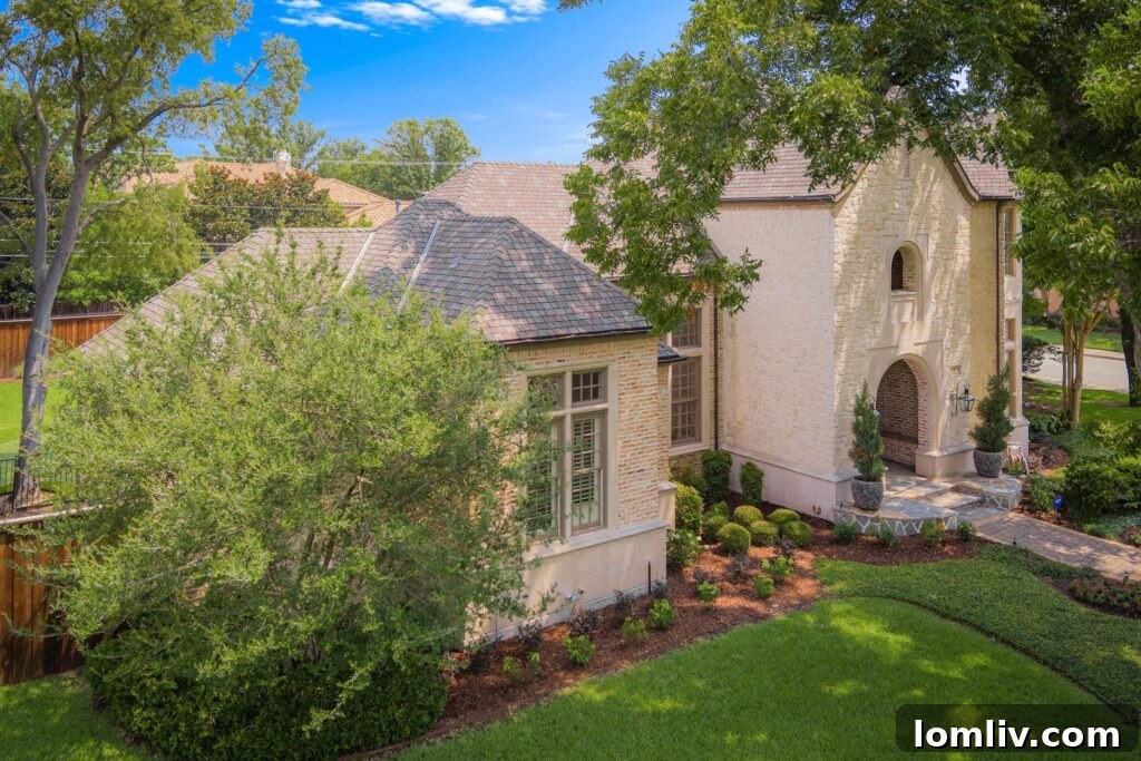 View of the expansive front yard and architectural details of 6475 Norway