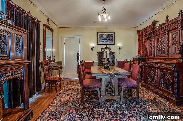 The home is adorned with beautiful antique furniture