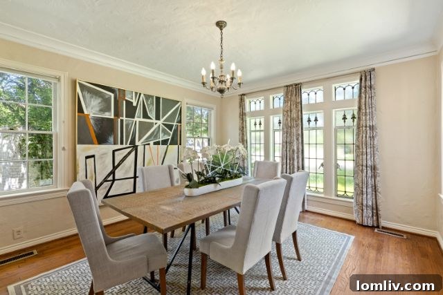 Formal Dining Room with Arched Entryway and Classic Decor