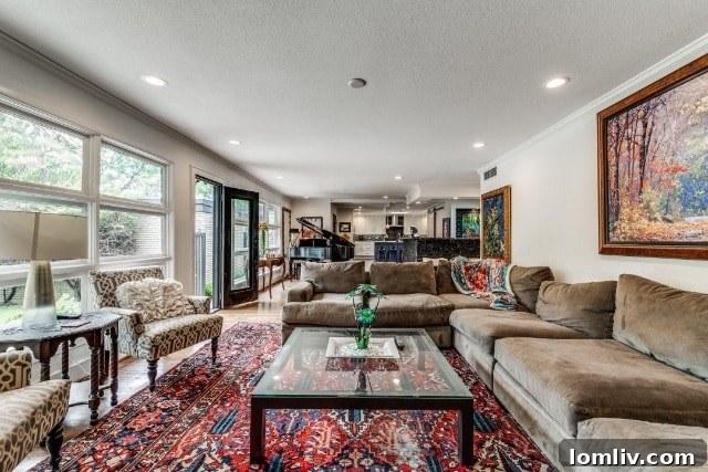 Modern and spacious living area of the Ridglea mid-century home