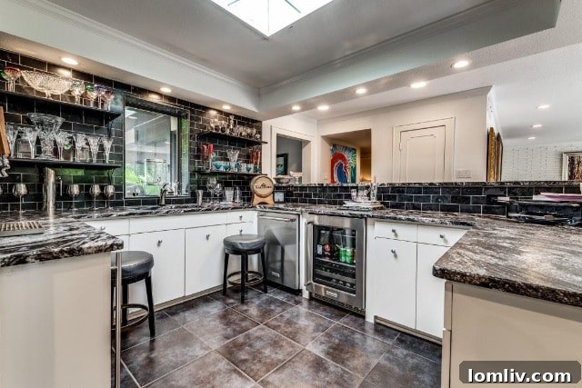 Stylish bar area, formerly the kitchen, perfect for entertaining guests