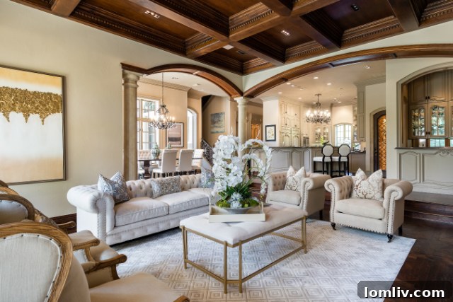 Spacious Living Area Leading to Luxury Kitchen
