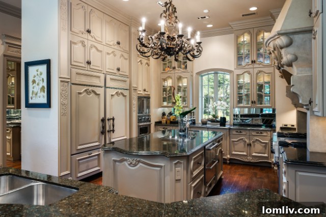Luxury Kitchen Butler's Pantry with Beveled Glass Cabinets