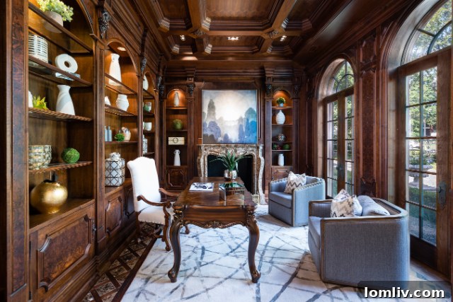 Grand Foyer with Curved Wrought Iron Staircase and Ornate Ceiling Details