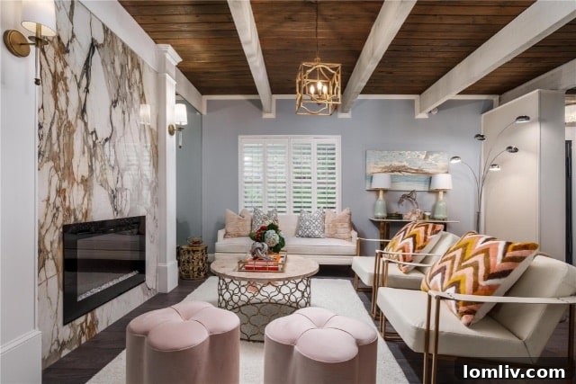 Modern and vintage styled living room with unique decor