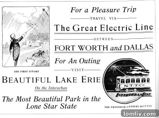 Vintage Photograph of Dallas-Fort Worth Interurban Cars