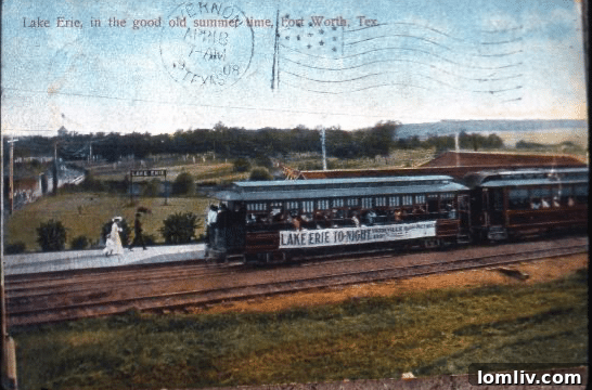 Postcard of Interurban Cars at Lake Erie Platform, 1905