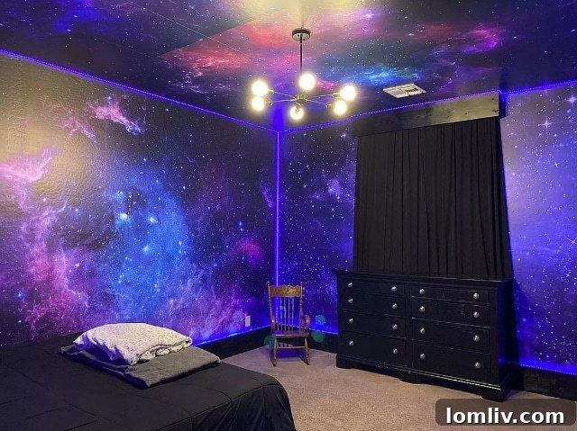 Spacious bedroom with intriguing dark decor and a mysterious chair in the corner, Gilbert AZ