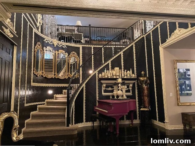 Spacious and dark-themed formal living room in a Gilbert, AZ mansion