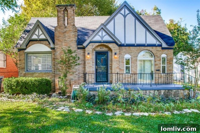 Charming Tudor home exterior on Homewood Place, Oak Cliff