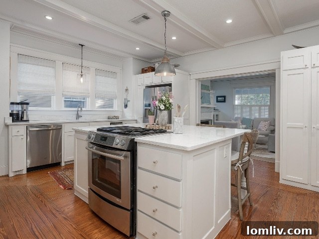 Open Updated Kitchen with Pine Flooring