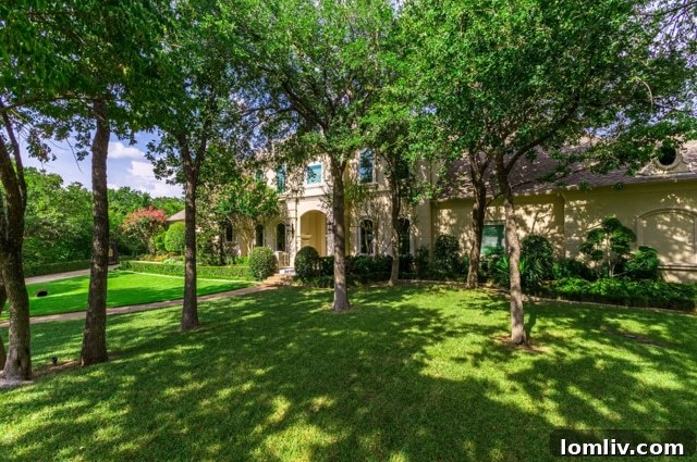 Agents Confirm Curb Appeal's Dominant Influence on Home Value 2 Lush green trees and well-maintained landscaping surrounding a beautiful home, symbolizing enhanced property value.