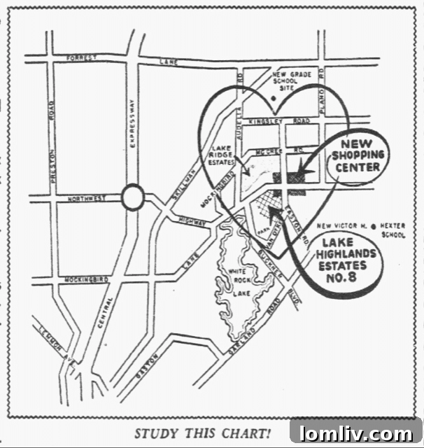Vintage Dallas Morning News advertisement showcasing the new Lake Highlands Estates