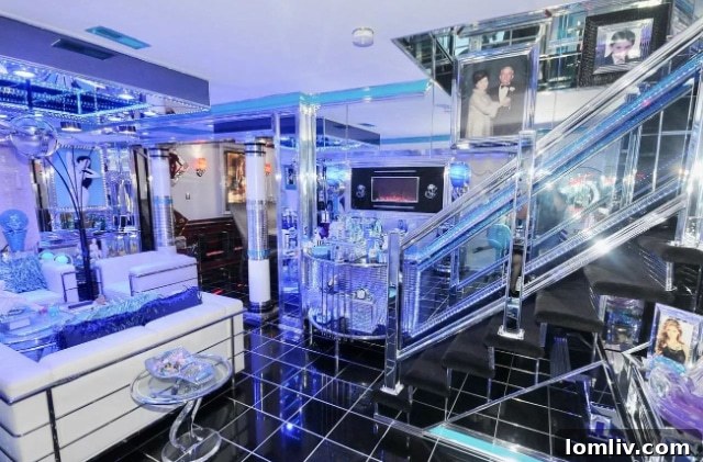 The vibrant and eclectic bar area, featuring unique furnishing