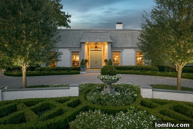 Manicured Landscape and White Brick Exterior of Dallas Home