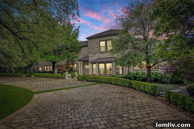 Stone Exterior and Circle Driveway of a Fort Worth Luxury Home