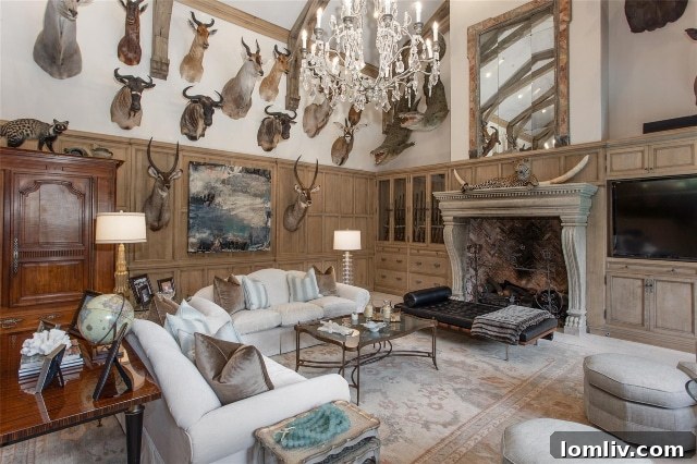Formal Living Area with Impressive Fireplace in Simondale Drive Home