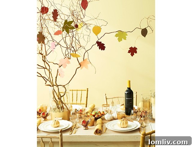 Gratitude tree centerpiece for Thanksgiving table