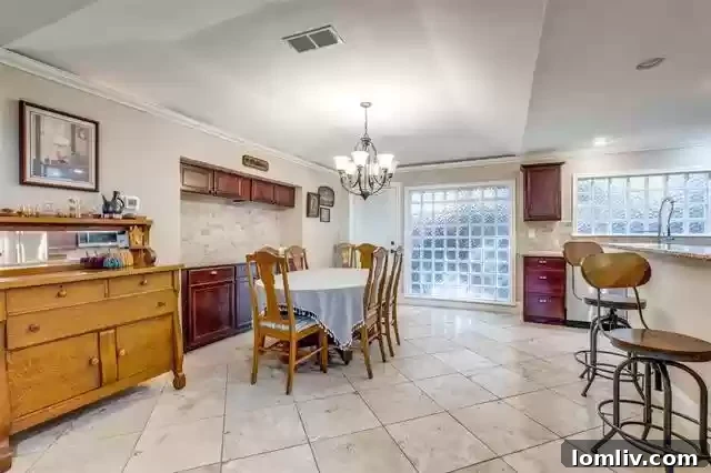Spacious kitchen and dining area with abundant counter space and natural light, perfect for entertaining