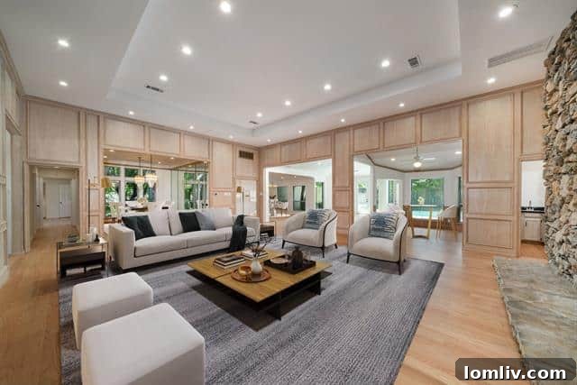 Spacious kitchen with large island and marble countertops