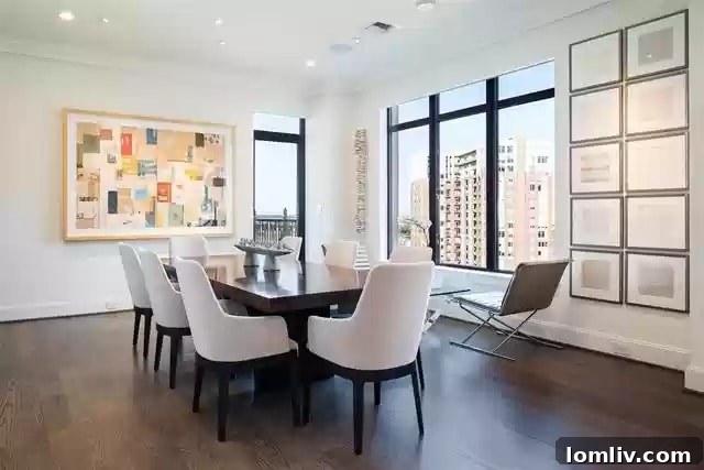 Spacious open-plan living area with modern design and ample natural light in a Ritz-Carlton Dallas condo.