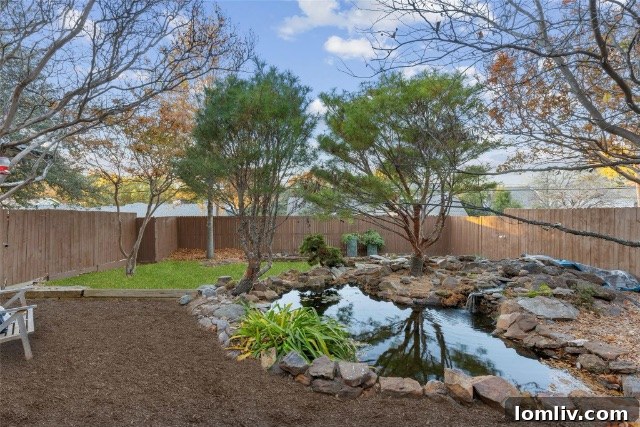 North Dallas Home Exterior - Backyard Koi Pond