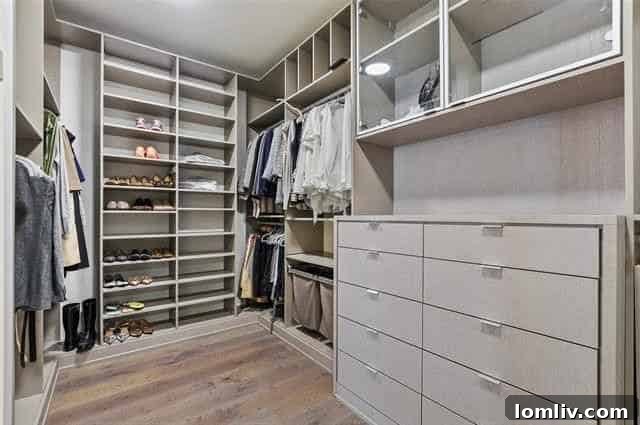 Spacious walk-in shower with frameless glass enclosure in primary bathroom